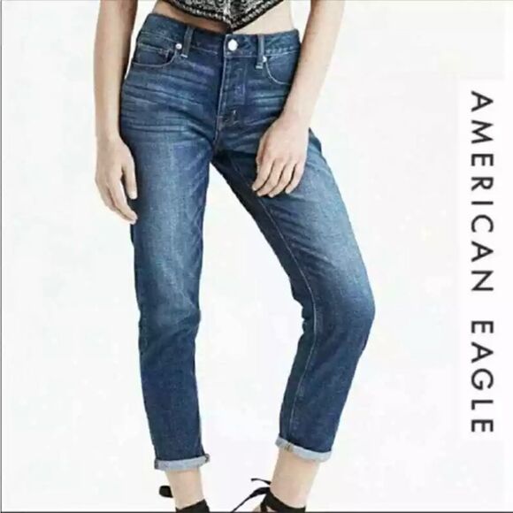 American Eagle Outfitters Vintage Hi Rise Button Fly Crop Jeans Blue 8 - Picture 13 of 13